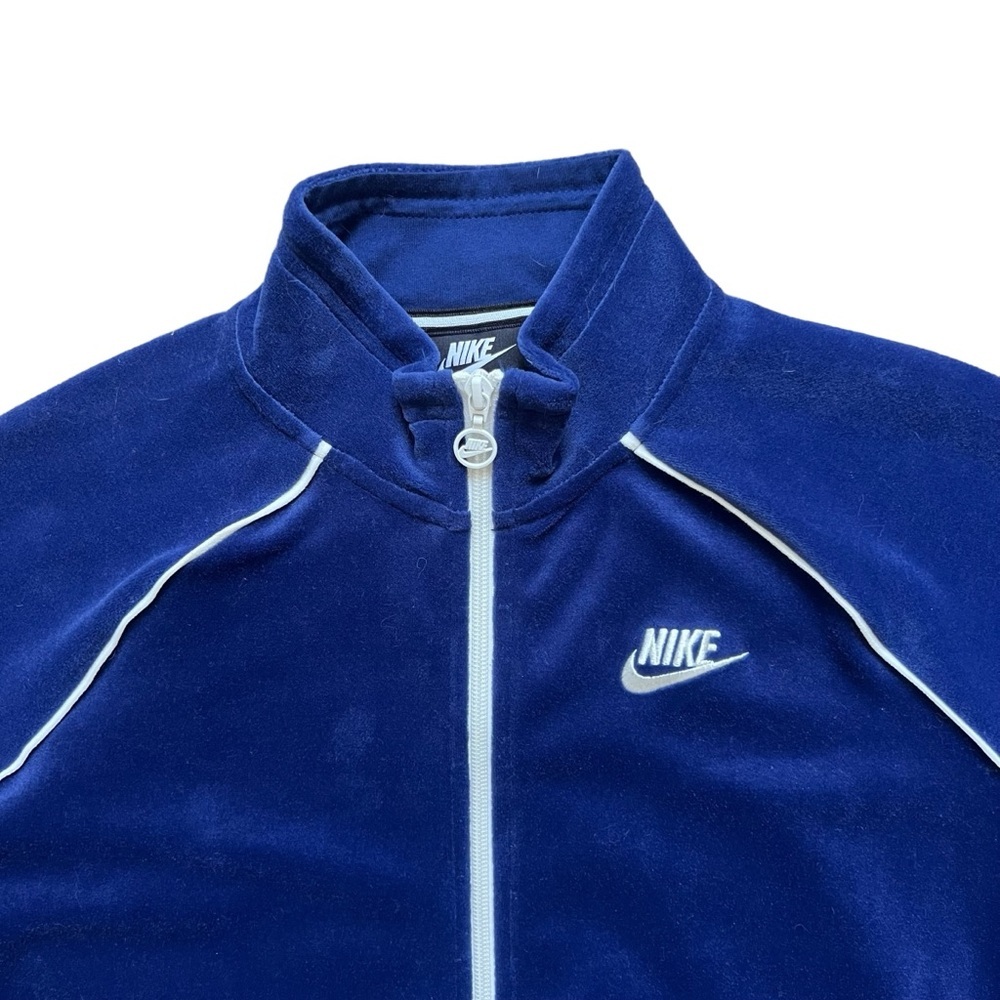 Vintage Nike - Full Zip Velour Track Jacket - Blue - Women’s Small